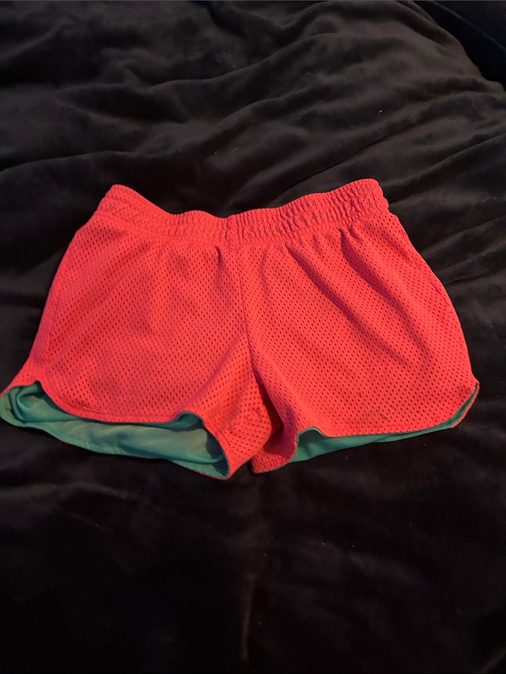 Women’s Coral Mesh Athletic Shorts with Teal Lining
